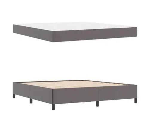 Gultas Rāmis Ar Matraci Pelēka 180 X 200 Cm Mākslīgā Āda Vidaxl