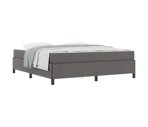 Gultas Rāmis Ar Matraci Pelēka 180 X 200 Cm Mākslīgā Āda Vidaxl