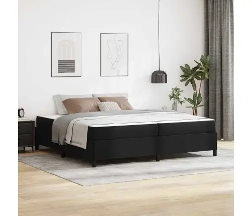 Gultas Rāmis Ar Matraci Melna 200 X 200 Cm Mākslīgā Āda Vidaxl