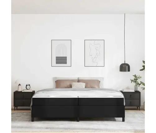 Gultas Rāmis Ar Matraci Melna 200 X 200 Cm Mākslīgā Āda Vidaxl