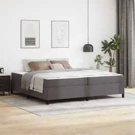 Gultas Rāmis Ar Matraci Pelēka 200 X 200 Cm Mākslīgā Āda Vidaxl Gultas Rāmis Ar Matraci Pelēka 200 X 200 Cm Mākslīgā Āda Vidaxl