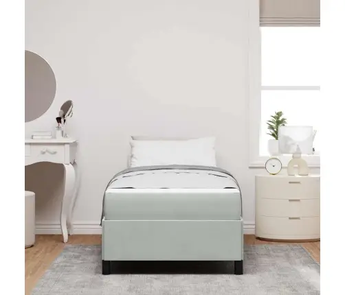 Gultas Rāmis Cits Balts Un Gaismi Pelēks 80 X 200 Cm Samts Vidaxl