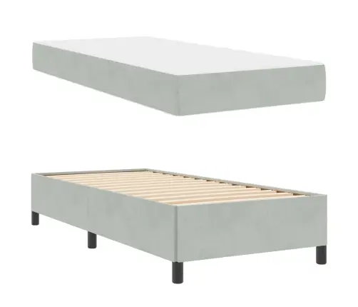 Gultas Rāmis Cits Balts Un Gaismi Pelēks 80 X 200 Cm Samts Vidaxl