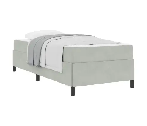 Gultas Rāmis Cits Balts Un Gaismi Pelēks 80 X 200 Cm Samts Vidaxl