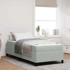 Gultas Rāmis Gaismi Pelēks, Pelēks Un Balts 90 X 190 Cm Samts Vidaxl