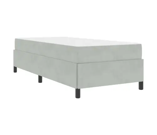 Gultas Rāmis Cits Balts Un Gaismi Pelēks 90 X 190 Cm Samts Vidaxl