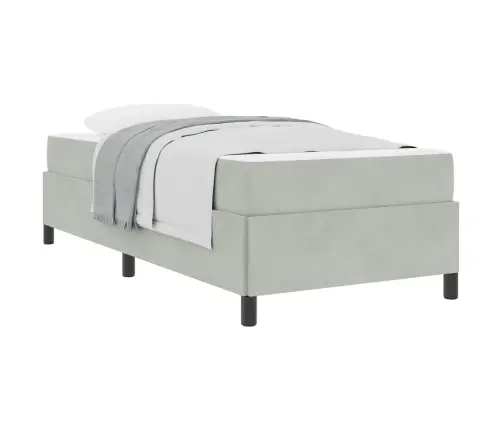 Gultas Rāmis Cits Balts Un Gaismi Pelēks 90 X 190 Cm Samts Vidaxl