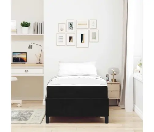 Gultas Rāmis Cits Melns Un Balts Un Melns 90 X 190 Cm Samts Vidaxl