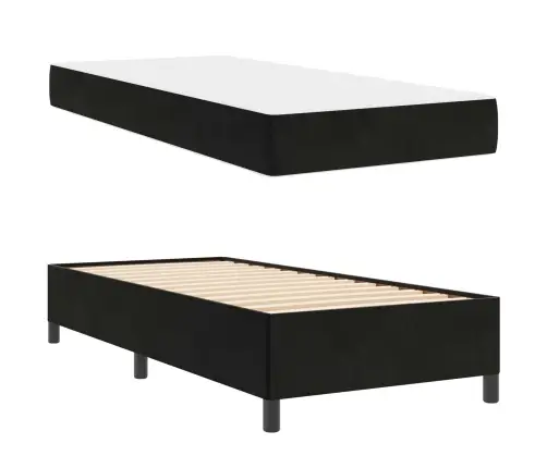 Gultas Rāmis Cits Melns Un Balts Un Melns 90 X 190 Cm Samts Vidaxl