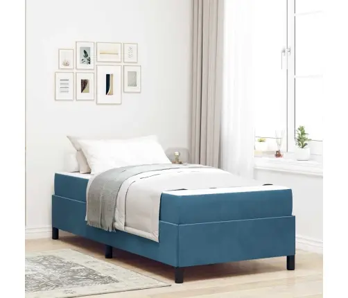 Lovos Rėmas Su Čiužiniu Tamsiai Mėlyna 90 X 190 Cm Audinys