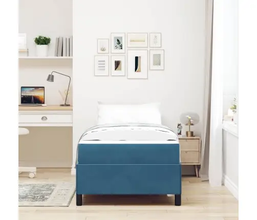 Lovos Rėmas Su Čiužiniu Tamsiai Mėlyna 90 X 190 Cm Audinys