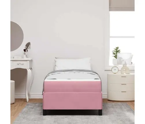 Gultas Rāmis Cits Rozā Un Balts 90 X 190 Cm Samts Vidaxl