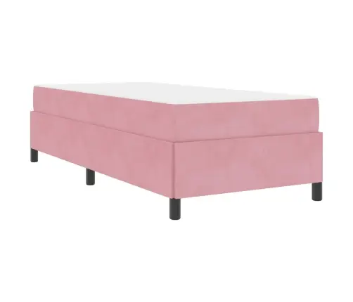 Gultas Rāmis Cits Rozā Un Balts 90 X 190 Cm Samts Vidaxl