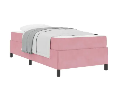 Gultas Rāmis Cits Rozā Un Balts 90 X 190 Cm Samts Vidaxl