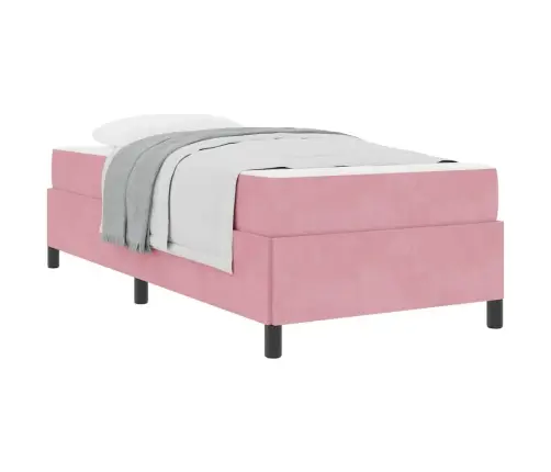 Gultas Rāmis Cits Rozā Un Balts 90 X 190 Cm Samts Vidaxl