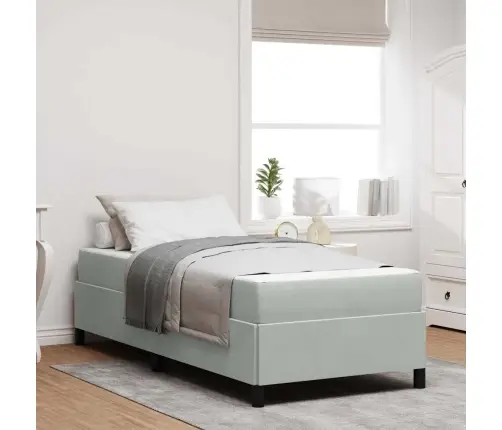 Gultas Rāmis Cits Balts Un Gaismi Pelēks 90 X 200 Cm Samts Vidaxl