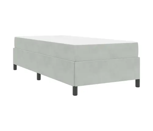 Gultas Rāmis Cits Balts Un Gaismi Pelēks 90 X 200 Cm Samts Vidaxl