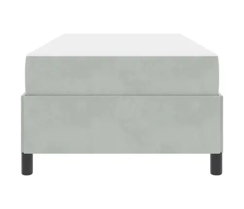Gultas Rāmis Cits Balts Un Gaismi Pelēks 90 X 200 Cm Samts Vidaxl
