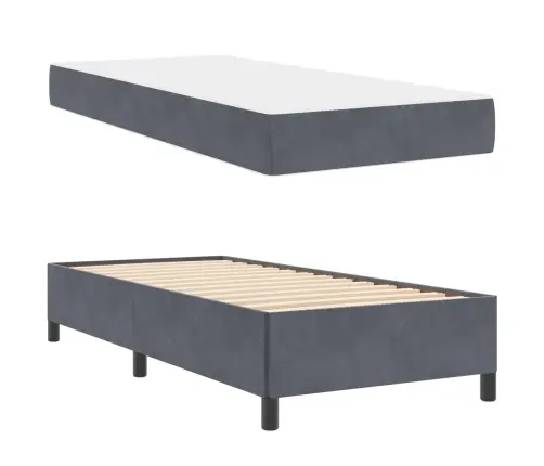 Gultas Rāmis Cits Balts Un Gaismi Pelēks 90 X 200 Cm Samts Vidaxl