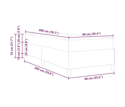 Gultas Rāmis Cits Balts Un Gaismi Pelēks 90 X 200 Cm Samts Vidaxl