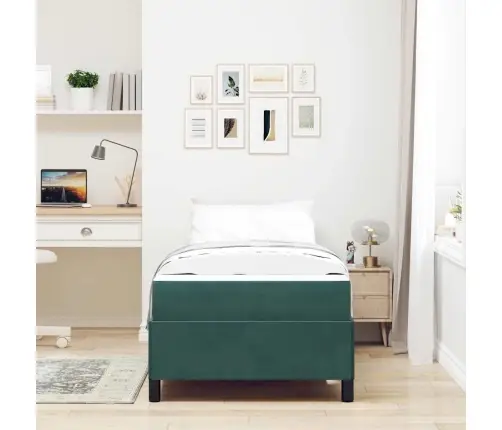 Voodi Raam Madratsiga Tume Rohelise 90 X 200 Cm Kangas