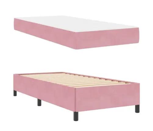 Gultas Rāmis Cits Rozā Un Balts 90 X 200 Cm Samts Vidaxl