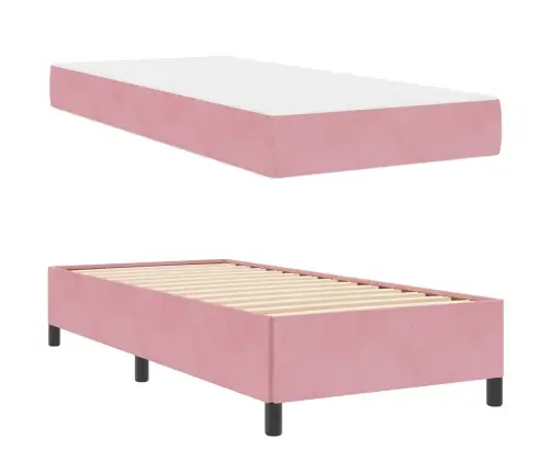 Gultas Rāmis Cits Rozā Un Balts 90 X 200 Cm Samts Vidaxl