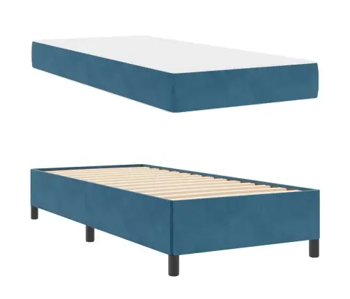 Voodi Raam Madratsiga Tumesinine 100 X 200 Cm Kangas