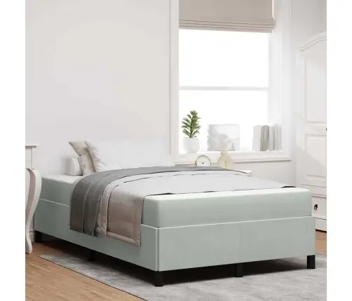 Voodi Raam Madratsiga Helehall 120 X 190 Cm Kangas