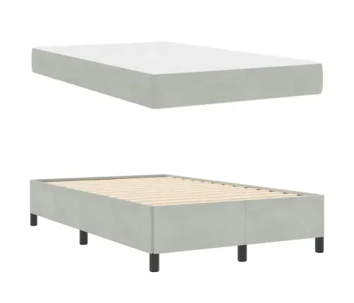 Voodi Raam Madratsiga Helehall 120 X 190 Cm Kangas