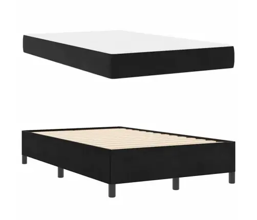 Voodi Raam Madratsiga Must 120 X 190 Cm Kangas