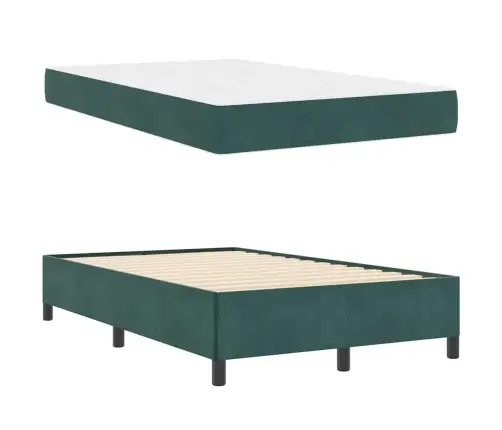 Gultas Rāmis Cits Tumši Zaļa Un Balta 120 X 190 Cm Samts Vidaxl