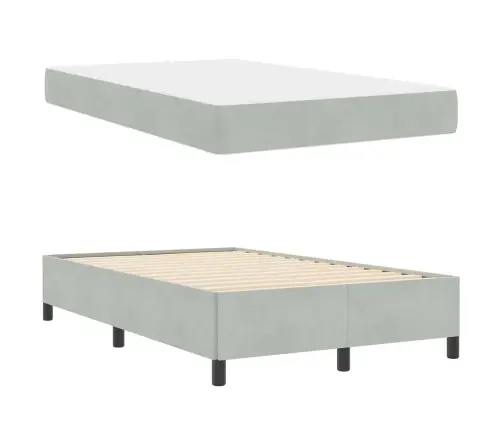 Gultas Rāmis Cits Balts Un Gaismi Pelēks 120 X 200 Cm Samts Vidaxl