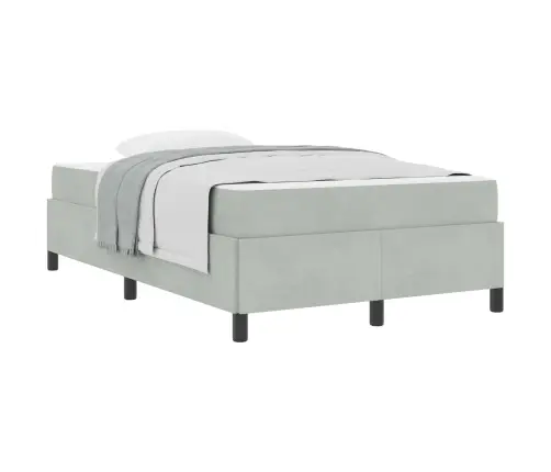 Gultas Rāmis Cits Balts Un Gaismi Pelēks 120 X 200 Cm Samts Vidaxl