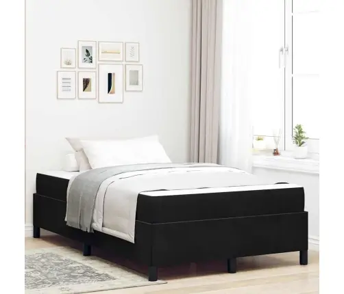 Voodi Raam Madratsiga Must 120 X 200 Cm Kangas