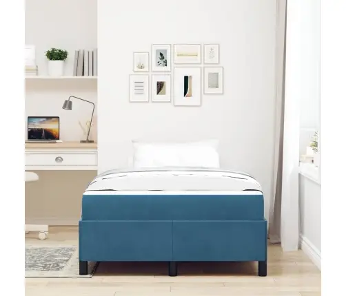 Gultas Rāmis Cits Tumši Zils Un Balts 120 X 200 Cm Samts Vidaxl