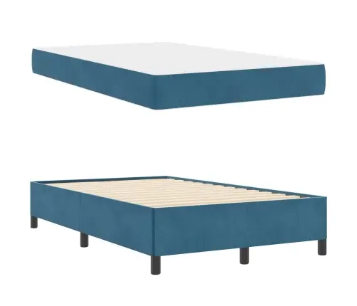 Gultas Rāmis Cits Tumši Zils Un Balts 120 X 200 Cm Samts Vidaxl