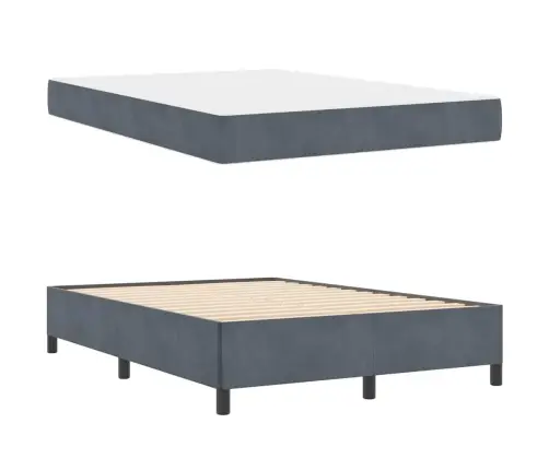 Gultas Rāmis Cits Balts Un Gaismi Pelēks 140 X 190 Cm Samts Vidaxl