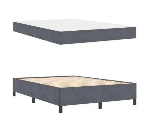 Gultas Rāmis Cits Balts Un Gaismi Pelēks 140 X 190 Cm Samts Vidaxl