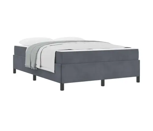 Gultas Rāmis Cits Balts Un Gaismi Pelēks 140 X 190 Cm Samts Vidaxl