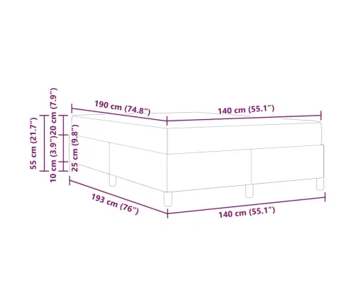 Gultas Rāmis Cits Balts Un Gaismi Pelēks 140 X 190 Cm Samts Vidaxl