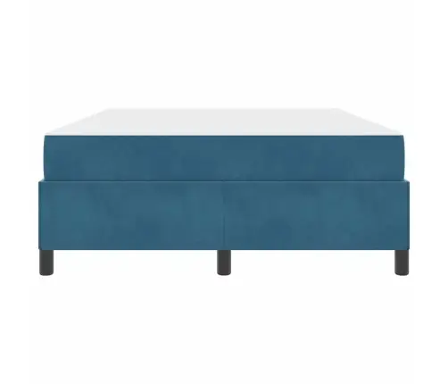 Gultas Rāmis Cits Tumši Zils Un Balts 140 X 190 Cm Samts Vidaxl