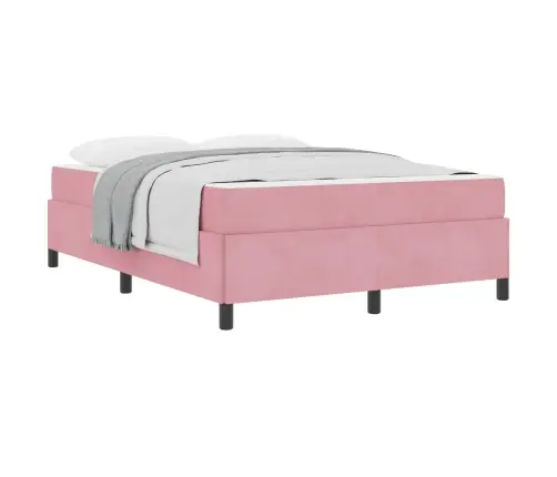 Gultas Rāmis Cits Rozā Un Balts 140 X 190 Cm Samts Vidaxl