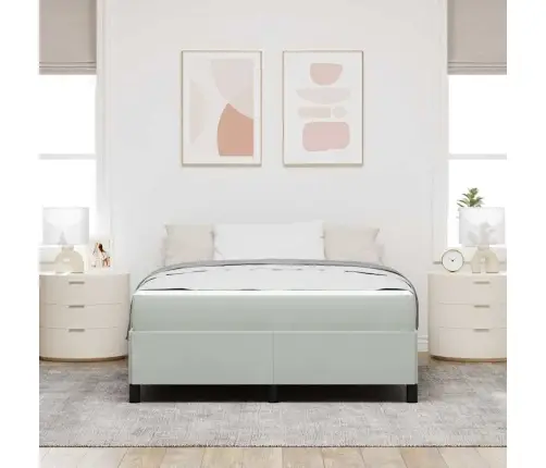 Gultas Rāmis Cits Balts Un Gaismi Pelēks 140 X 200 Cm Samts Vidaxl