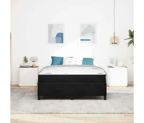 Gultas Rāmis Cits Melns Un Balts 140 X 200 Cm Samts Vidaxl