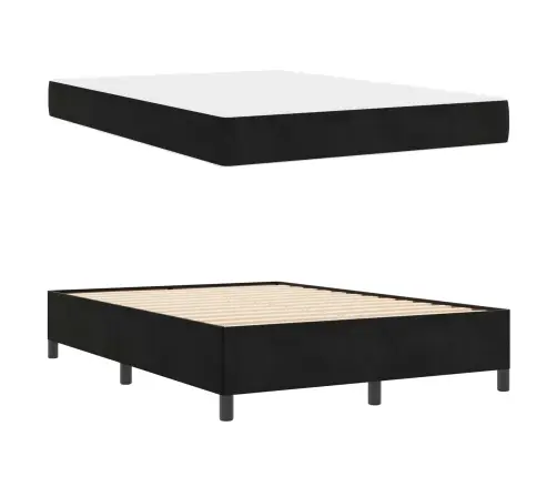 Gultas Rāmis Cits Melns Un Balts 140 X 200 Cm Samts Vidaxl