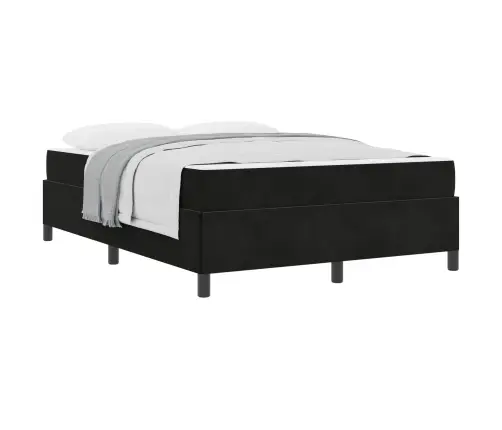 Gultas Rāmis Cits Melns Un Balts 140 X 200 Cm Samts Vidaxl