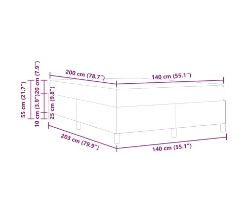 Gultas Rāmis Ar Matraci Tumši Zils Un Balts 140 X 200 Cm Samts Vidaxl