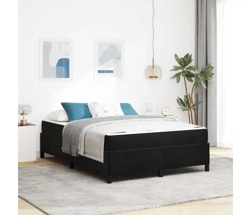 Gultas Rāmis Cits Melns Un Balts Un Melns 160 X 200 Cm Samts Vidaxl