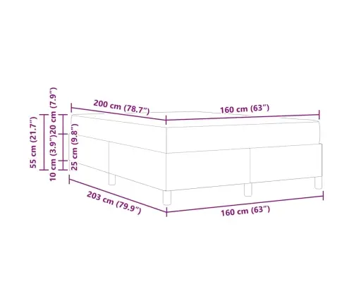 Gultas Rāmis Cits Melns Un Balts Un Melns 160 X 200 Cm Samts Vidaxl